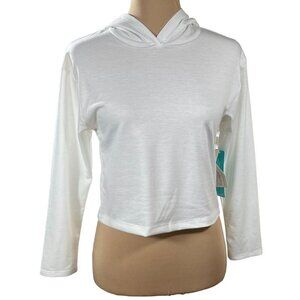 New Social Academy Basha Hoodie Pullover Shirt Top Long Sleeve White Size 12
